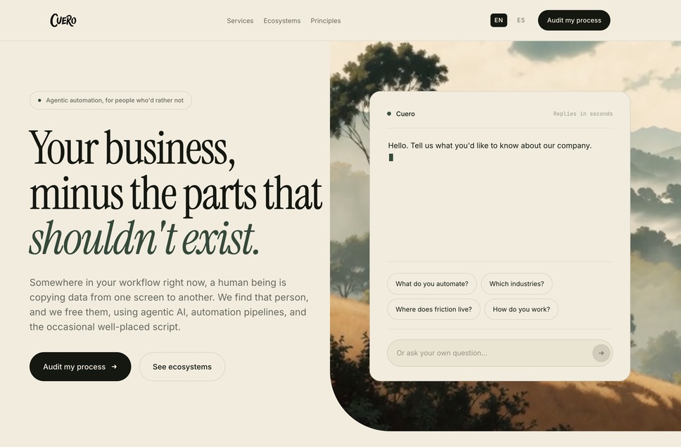 Cuero — “Your business, minus the parts that shouldn't exist”